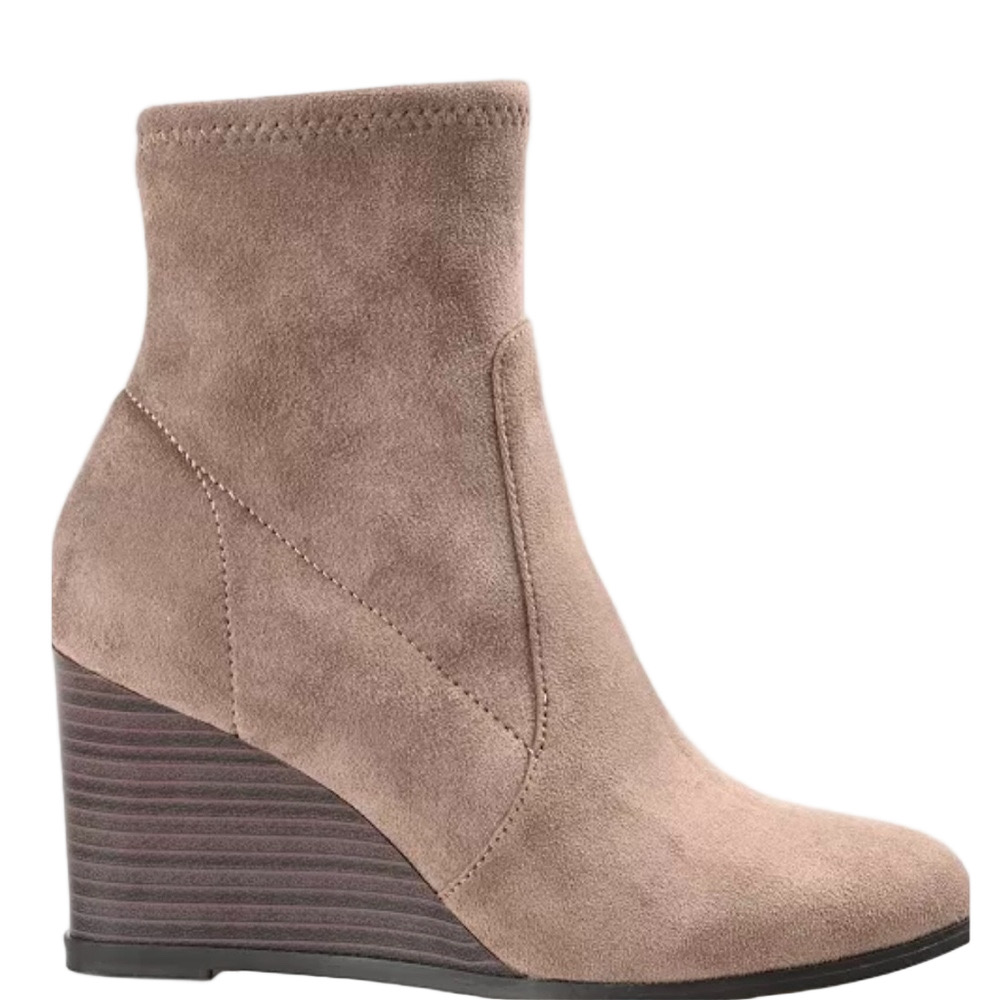 Journee Collection Taupe Hepburn Wedge Ankle Boot